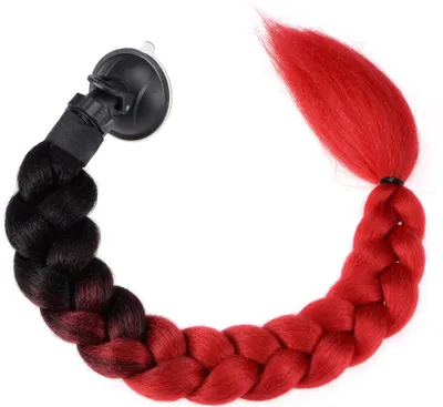 Produktbild von Helmdekor Pigtail Braid Saugnapf für Motorrad Rot Schwarz