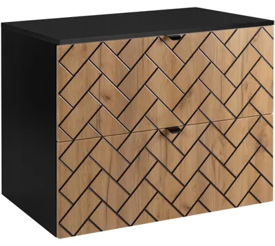 Produktbild von RODAN | Waschbeckunterschrank 80 cm - Braun Matt - Badezimmerschränke - Badmöbel - Waschbecken Unterschränke - Schwarze Arbeitsplatte