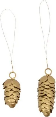 Produktbild von House Doctor Ornament CONE 2er Set gold | 6,5x2cm