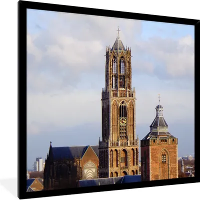 Produktbild von MuchoWow® Gerahmtes Poster Domturm - Niederlande - Utrecht 40x40 cm - Poster mit Schwarzem Bilderrahmen Wandposter Rahmen Foto Bilder - Mit Rahmen - Wanddekoration Schlafzimmer