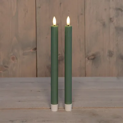 Produktbild von Anna Collection Led Tischkerzen - 2x - grun - 25 cm - 3D Flamme
