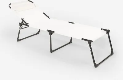 Image de Chaise longue de plage pliable en aluminium Mauritius - Blanc