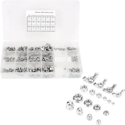 Produktbild von 180PCS Edelstahl Muttern Kit Flügelflansch Hutmuttern M2 M2.5 M3 M4 M5 M6