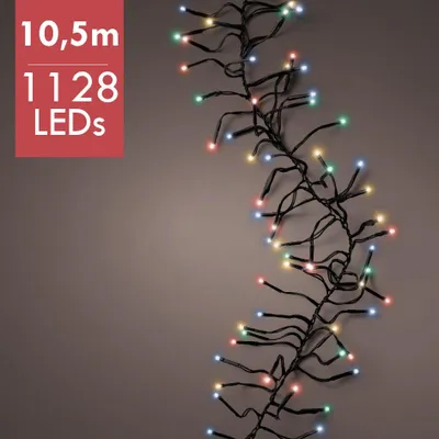 Produktbild von 10,5 m LED-Cluster-Weihnachtsbaumbeleuchtung - Multi - verschiedene Lichtmodi - 1128 Lichter