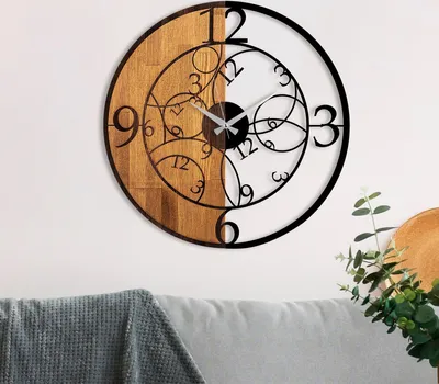 Immagine prodotto di Opviq, Orologio in legno - 56, orologi da parete, noce, metallo, 56 x 56 cm