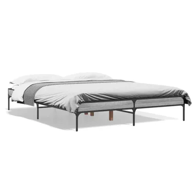 Produktbild von vidaXL Bettgestell Grau Sonoma 150x200 cm Holzwerkstoff und Metall