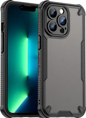 Immagine prodotto di Custodia protettiva per iPhone 13 Pro, retro traslucido opaco, custodia paraurti in TPU Nero