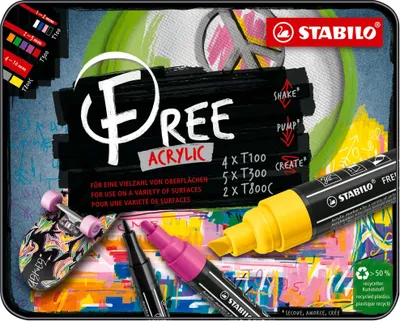 Produktbild von STABILO FREE Acrylic Starter Set Acrylmarker  - 11er Pack