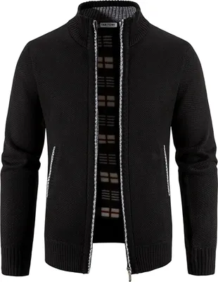 Produktbild von Mofut  Strickjacken für Herren Cardigan Herren  Pullover Strickjacke mit Reissverschluss Stehkragen Winter Schwarz