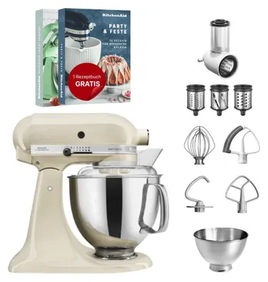 Produktbild von KitchenAid 4,8 L 5KSM175 Artisan Küchenmaschine Set 1 Gemüseschneider Crème