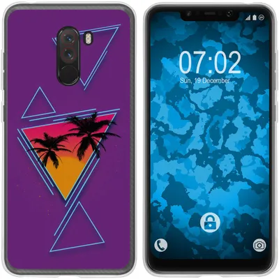 Produktbild von PhoneNatic Case kompatibel mit Xiaomi Pocophone F1 Silikon-Hülle Retro Wave Palmen M3