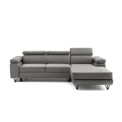 Produktbild von MUFFO Ecksofa NORIS L Rechts mit Schlaffunktion 128x203 Velours Grau