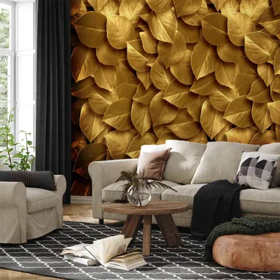 Produktbild von Vlies Fototapete - Golden Leaves 150x105 cm Muster b-B-0045-a-b