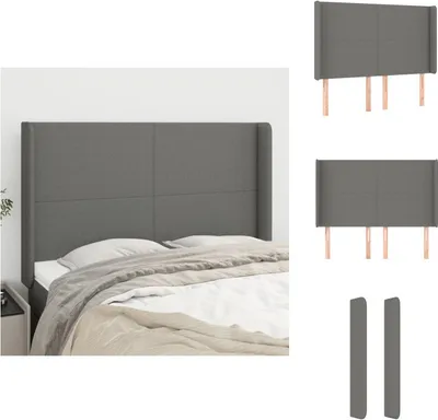 Produktbild von vidaXL Kopfteil mit Ohren Dunkelgrau 147x16x118/128 cm Stoff -  Kopf- & Fußenden