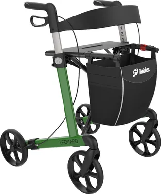 Produktbild von FabaCare Rollator Leopard mit Einhandbremse links rechts, Leichtgewichtrollator, faltbar, mit Vollausstattung, bis 150 kg, Grün