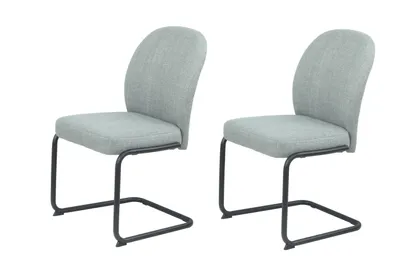 Produktbild von Hela Tische, 2er Set Freischwinger Esszimmerstuhl KAREN - Bezug Webstoff Mint - ergonomisch - Rundrohr Metall Gestell Schwarz - ca. 120kg belastbar