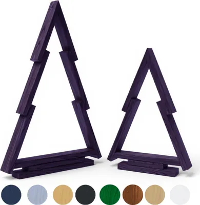 Produktbild von be4nature Holz-Weihnachtsbaum Set 2 Stück, 38 & 55 cm Kiefernholz Tannenbaum, Grau, Moderne Weihnachtsdekoration