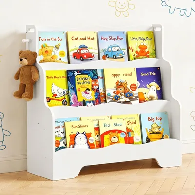 Immagine prodotto di Libreria a 3 ripiani, bianca, per libri per bambini