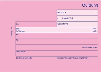 Produktbild von Formularbuch Quittung A6 quer selbstdurchschreibend VE=10x3x40 Blatt