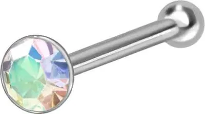 Produktbild von Nasenpiercing, Nasenstecker 925er Silber Nasenstecker Pin RUNDER KRISTALL