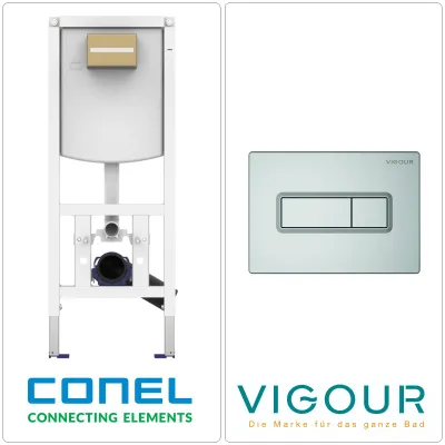 Produktbild von CONEL WC Vorwandelement mit VIGOUR TEES Betätigungsplatte, chrom matt