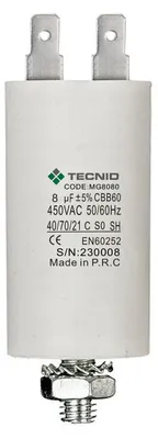 Anlaufkondensator 8 µF, 450 V, 4-polig, M8-Befestigung