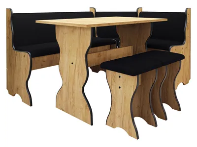 A dining set consisting of a table and benches.