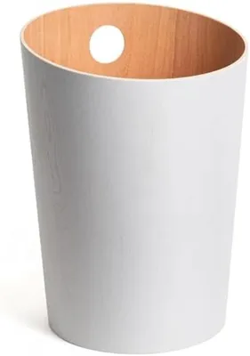 Productafbeelding van PromoHome® Prullenbak van houtvezel - Duurzame afvalbak voor kantoor en thuis, 34 cm hoog, 9,2 liter, wit