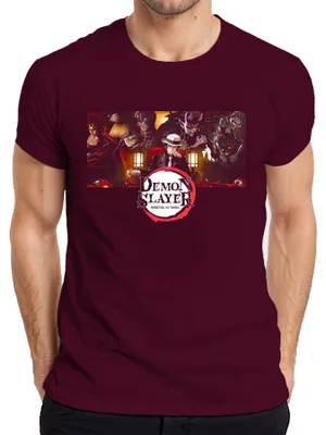 Obrázek produktu pro Demon Slayer Kimetsu no Yaiba Anime Muzan Dämon Cosplay Geschenk Herren T-Shirt, Burgundy, S