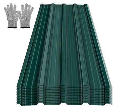 Image de Vigevee 12 panneaux de toiture métalliques en tôle trapézoïdale pour 7,12 m², tôle d'acier profilée pour abris de voiture, abris de jardin et toitures, tôle de toiture profilée ondulée - Vert