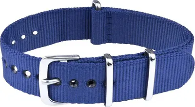 Produktbild von ClassicWatchStraps Nylon Uhrenarmband - Blau, 22 mm, Silber poliert