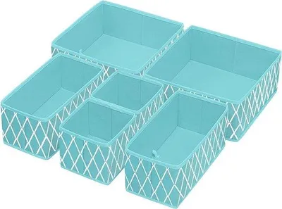 Immagine prodotto di Sistema di organizer per cassetti, set di contenitori per biancheria, 6 pezzi, blu
