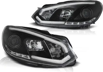 Productafbeelding van LED-dagrijverlichting koplampen, geschikt voor VW Golf 6 (modeljaren 2008-2012), zwart
