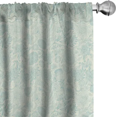 Immagine prodotto di ABAKUHAUS Tende blu e verdi, tendaggi, motivi decorativi antichi ispirati alla vivace natura della stagione estiva, 2 pezzi 75 x 245 cm, verde chiaro e blu