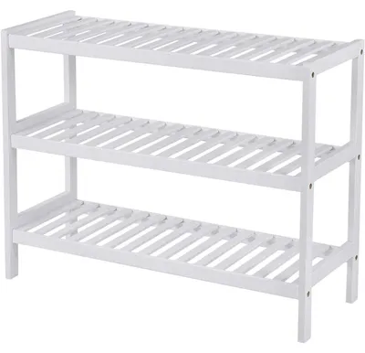 Zdjęcie produktu dla Półka na buty bambusowa, 3-poziomowa – półka do łazienki – półka do przechowywania – na 12 par butów – 70 x 26 x 55 cm