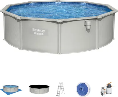 Produktbild von Bestway Hydrium StahlwandPool Set, rund mit Sandfilterpumpe, 460 x 120 cm, weiß