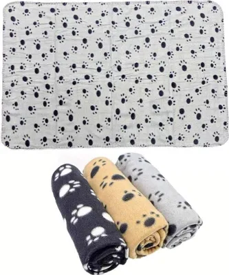 Image de Couverture pour animaux domestiques pour chien ou chat, finition douce, couverture d'hiver lourde, couverture en polaire lit de chat confortable 3 pièces, 100 x 70 cm