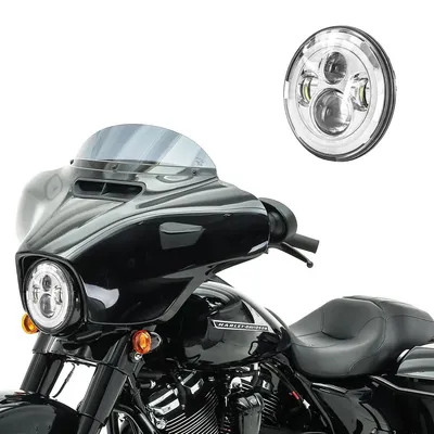 Obrázok produktu pre LED svetlomet 7" vhodný pre Harley Davidson hlavný svetlomet s E-mark DRL FS7 chróm