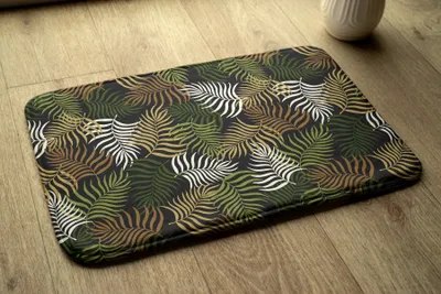 Produktbild von Badteppich Saugfähige - Badezimmer Teppich - Rutschfester Badvorleger Badematte - 75x45 cm - Pflanzenmuster