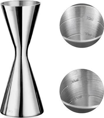 Produktbild von Cocktail Messbecher, 304 Messbecher aus Edelstahl, Integrierte Waage, Cocktail Jigger Dual Spirit Measure Cup, Professioneller Barkeeper, Geeignet für Bars und Wohnungen (30/45ml), Sliver