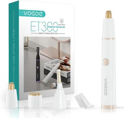 Productafbeelding van Oplaadbare Wenkbrauwtrimmer 3-in-1 Gezichtshaarverwijderaar voor Vrouwen - Waterdicht, Pijnvrij, USB Oplaadbaar, Wit, ET300