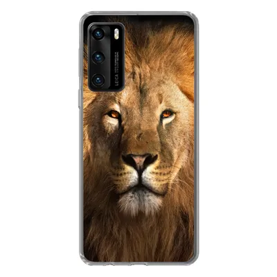 Produktbild von MuchoWow® Handyhülle Schutzhülle Hülle für Huawei P40 Löwe - Tiere - Schwarz - Hell - Braun - Porträt Silikon Softcase Handy Hülle - Handytasche