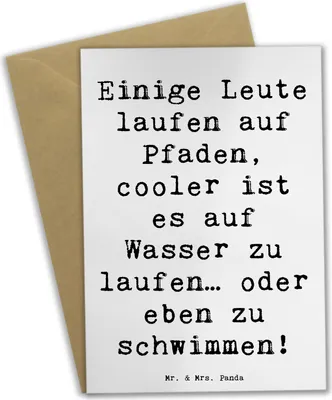Produktbild von Mr. & Mrs. Panda Klappkarte Spruch Schwimmen Pfade - Weiß - Geschenk, weihnachtskarten, Lebenseinstellung, Sportart, osterkarten, genesungskarte, Training, Wasser, Sport