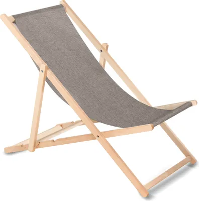 Produktbild von Liegestuhl aus Buchholz ohne Armlehne  Sonnenliege Gartenliege 110kg grau melange