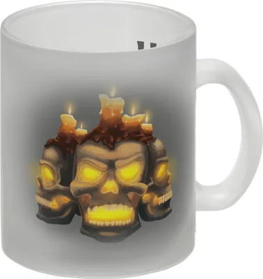 Produktbild von Kaffeetasse mit Totenköpfen und brennenden Kerzen - Happy Halloween