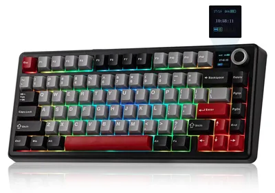 Productafbeelding van Mechanisch Toetsenbord Draadloos 75% Compact RGB - Gaming Keyboard Hot-Swappable - Zwart Rood