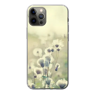 Produktbild von MuchoWow® Handyhülle Schutzhülle Hülle für iPhone 13 Pro Blumen - Feld - Weiß Silikon Softcase Handy Hülle - Handy-Tasche