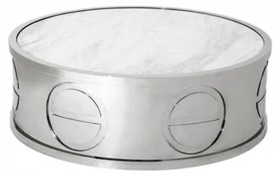 Immagine prodotto di Tavolino da salotto in stile Art Déco modello Casa Padrino, con piano in marmo – forma circolare, diametro 100 cm, altezza 32 cm – realizzato in acciaio inossidabile e marmo