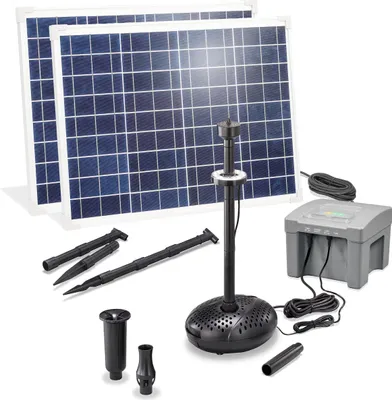 Produktbild von esotec Solar Teichpumpenset 100/4000 LED mit 12,8V/24Ah LiFe-Akkuspeicher 101941