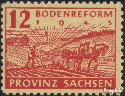 Produktbild von Briefmarken Sowjetische Zone (All.Bes.) 1945 Mi 86A w b , Postmeistertrennung gestempelt Bodenreform